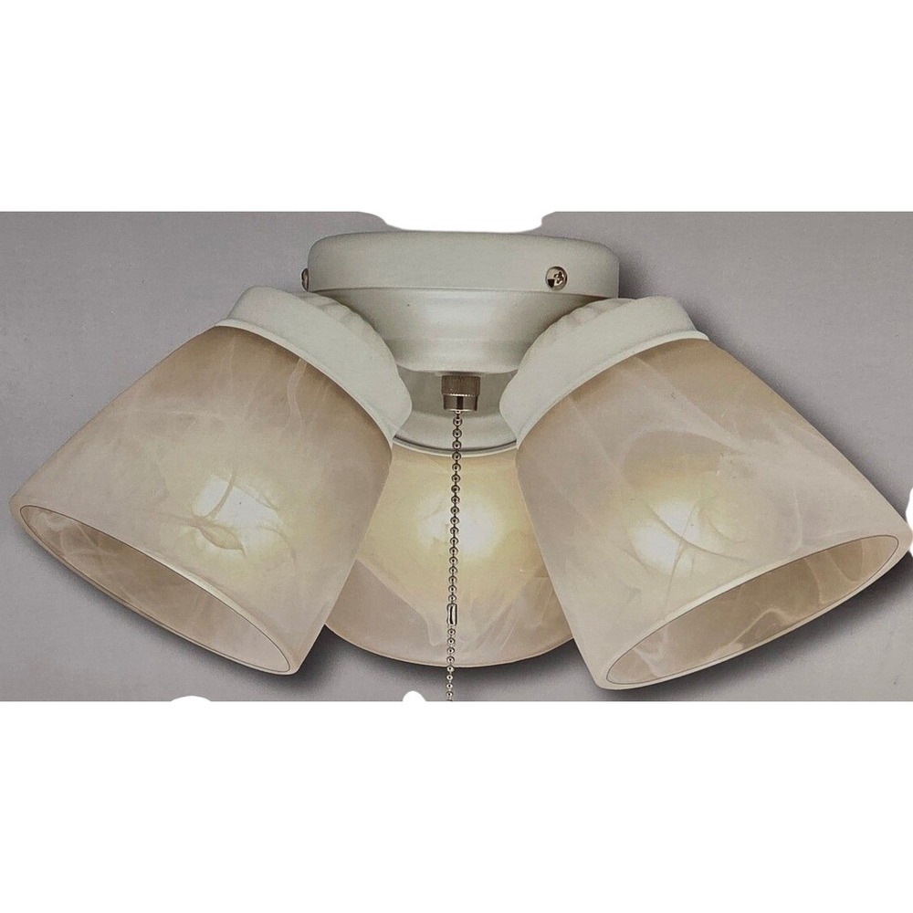 Harbor Breeze Ceiling Fan Light Kit White Alabaster 3 Light Pull Chain Brand New